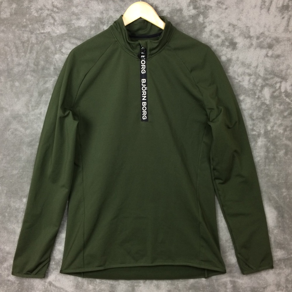 Bjorn Borg Half Zip Pullover Mens L Green Athletic Hydro Pro Golf Tennis Perform